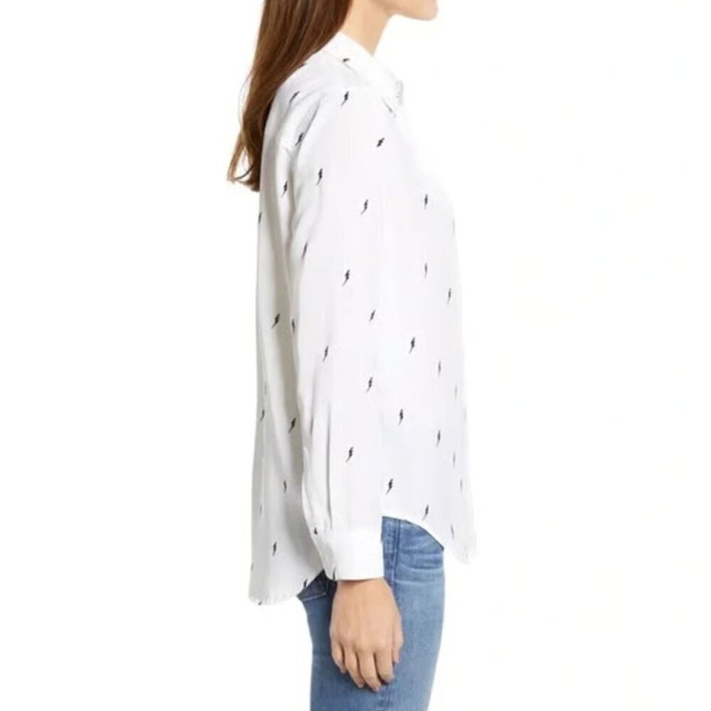 Rails Taylor White Flocked Lightning Button Down Long Sleeve Shirt 23111 - Picture 2 of 10